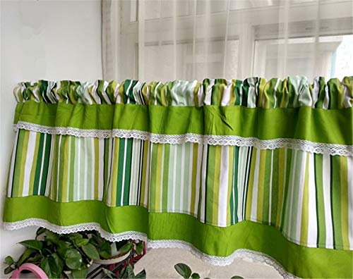 Dreamskull Scheibengardine Bistrogardine Kurzstores Gardinen Küche Kurz Landhaus Modern Blickdicht Kurzgardinen Küchengardine Stangendurchzug 145 cm Breit Kleinfenster (Grün, HxB 50x145cm) von Dreamskull