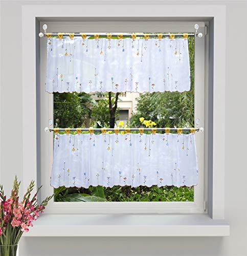 Dreamskull Scheibengardine Voile Bistrogardine Landhaus Küche Kurz Modern Kurzstores Gardinen Kurzgardine Küchengardine Transparent 45 cm Hoch Weiß mit Schlaufen Stickerei Kleinfenster HxB 45x120cm Dreamskull Scheibengardine Voile Bistrogardine Landhaus Küche Kurz Modern Kurzstores Gardinen Kurzgardine Küchengardine Transparent 45 cm Hoch Weiß mit Schlaufen Stickerei Kleinfenster HxB 45x120cm von Dreamskull