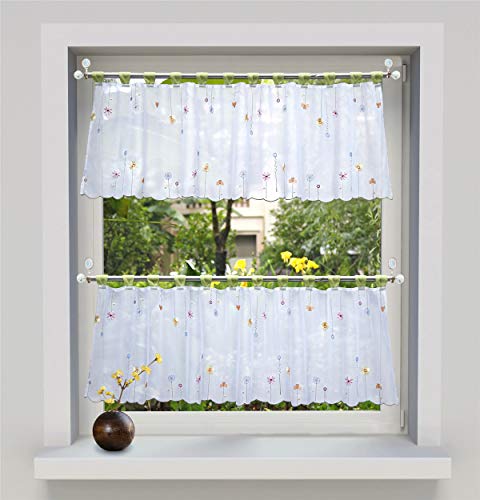 Dreamskull Scheibengardine Voile Bistrogardine Landhaus Küche Kurz Modern Kurzstores Gardinen Kurzgardine Küchengardine Transparent 45 cm Hoch Weiß mit Schlaufen Stickerei Kleinfenster HxB 45x90cm Dreamskull Scheibengardine Voile Bistrogardine Landhaus Küche Kurz Modern Kurzstores Gardinen Kurzgardine Küchengardine Transparent 45 cm Hoch Weiß mit Schlaufen Stickerei Kleinfenster HxB 45x90cm von Dreamskull