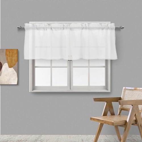 Dreamskull Scheibengardinen Bistrogardine Küche Kurz Fenster Modern Landhausstil Voile Bistro Transparent Kurzstores Gardinen Kurzgardinen Kurzvorhang Kleinfenster mit Tunnelzug Wohnzimmer 150cm Breit von Dreamskull