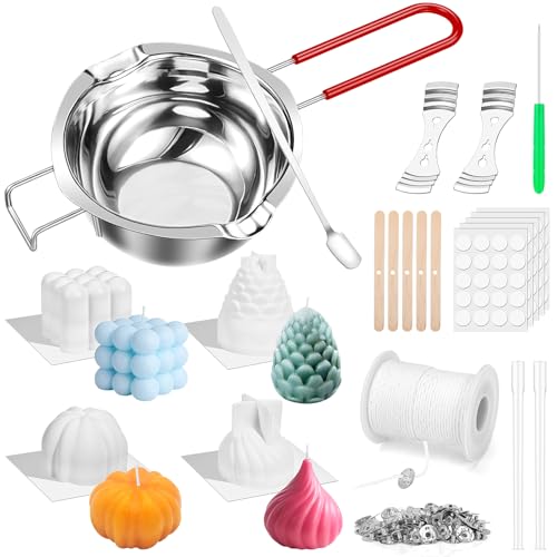 Dreamtop Kerzen Selber Machen Set -Kerzenformen zum Gießen-61m Kerzendocht 4 Stück 3D Silikonform Kerzenformen zum Gießen,Schmelztopf,Aufkleber, Dochthalter, spatula Kerzendochthalter Dreamtop Kerzen Selber Machen Set -Kerzenformen zum Gießen-61m Kerzendocht 4 Stück 3D Silikonform Kerzenformen zum Gießen,Schmelztopf,Aufkleber, Dochthalter, spatula Kerzendochthalter von Dreamtop