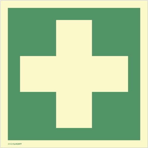 Dreifke® Aufkleber Erste Hilfe, ISO 7010, Folie, langnachleuchtend, 160-mcd, 148x148 mm von Dreifke