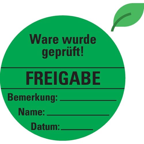 Dreifke® Aufkleber I Organisationsetikett Freigabe, grün, ökologische Folie, selbstklebend, Ø 60mm, 6 Stück von Dreifke