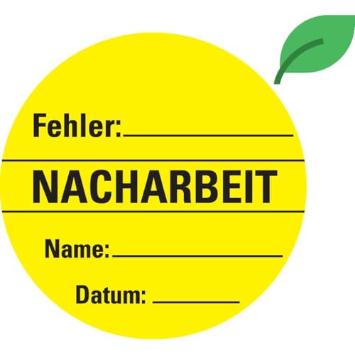 Dreifke® Aufkleber I Organisationsetikett Nacharbeit, gelb, ökologische Folie, selbstklebend, Ø 60mm, 6 Stück von Dreifke