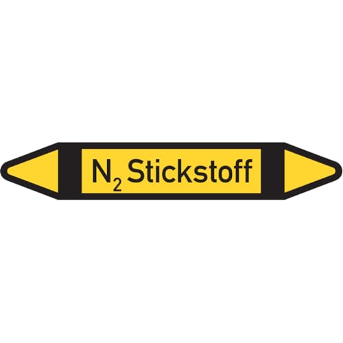 Dreifke® Aufkleber I RKZ-Etikett N2 Stickstoff, DIN 2403, gelb/schwarz, für Ø 25-40mm, 154x26mm, 5 Stück von Dreifke