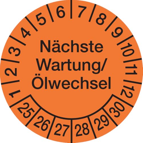 Dreifke® Aufkleber Prüfplakette, Wartung/Ölwechsel Ø 30mm - Bogen = 10 Plaketten, Folie selbstklebend 10 Stk. von Dreifke