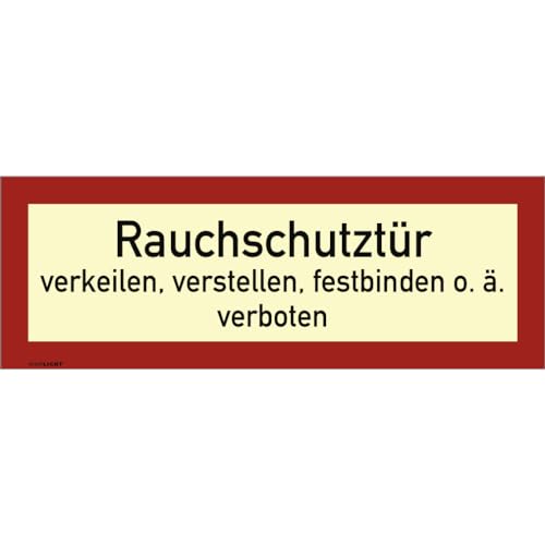 Dreifke® Aufkleber Rauchschutztür verkeilen...verboten, Folie, nachleucht., 160-mcd, 210x74 mm von Dreifke