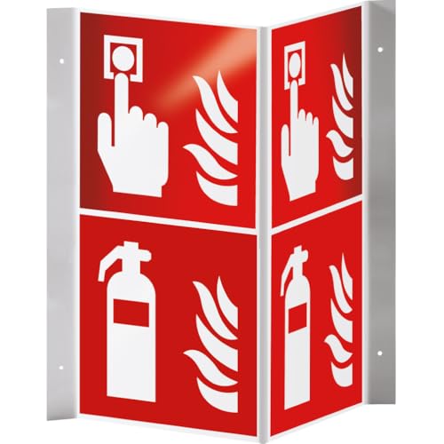 Dreifke® Brandschutz-Nasenschild Feuerlöscher und Brandmelder, Kunststoff, 200x400mm von Dreifke