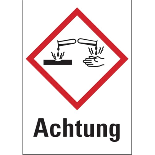 Dreifke® Gefahrstoffetiketten - Ätzwirkung (GHS05) Signalwort- 20x29 mm Folie selbstklebend | 16 Stk von Dreifke