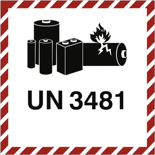 Dreifke® Gefahrzettel LITHIUM ION BATTERY UN 3481, Folie, 100x100 mm von Dreifke