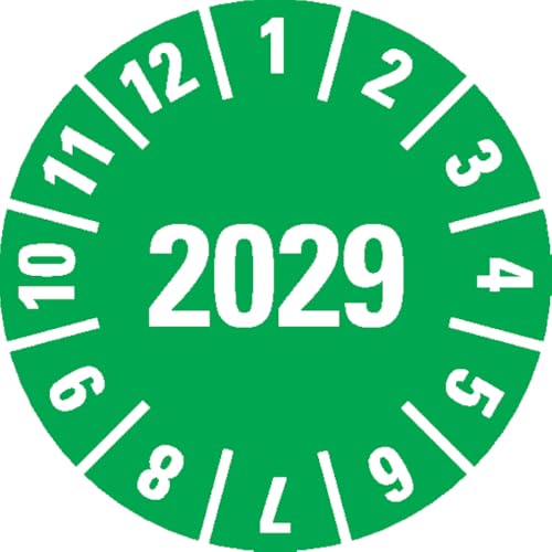 Dreifke® Jahresprüfplakette 2029, grün, Dokumentenfolie, Ø 30mm, 500/Rolle von Dreifke