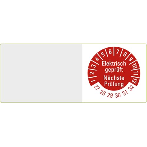 Dreifke® Kabelprüfplakette Nächster Prüftermin 27-32, rot, Folie, selbstklebend, 50x20mm, 10/Bogen von Dreifke