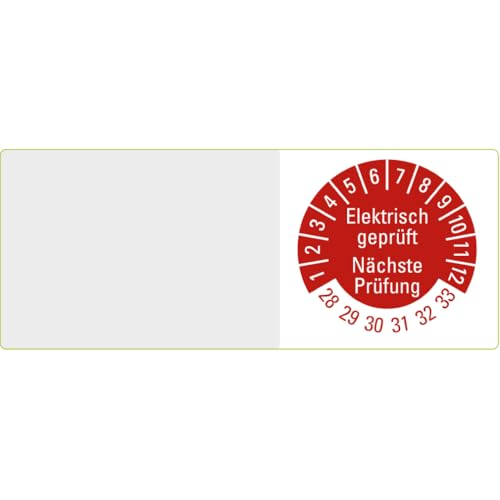 Dreifke® Kabelprüfplakette Nächster Prüftermin 28-33, rot, Folie, selbstklebend, 50x20mm, 10/Bogen von Dreifke