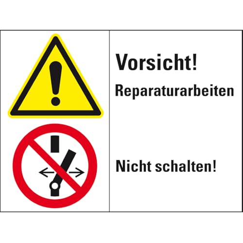 Dreifke® Kombischild mit Symbolen Vorsicht!Reparaturarbeiten..., Folie, selbstklebend, 200x150mm von Dreifke
