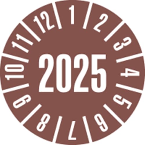 Dreifke® Prüfplakette 2025, braun, Schachbrettfolie, selbstklebend, Ø 30mm, 18 Stk. von Dreifke