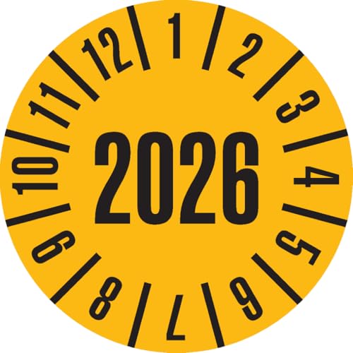 Dreifke® Prüfplakette 2026, gelb, Dokumentenfolie, selbstklebend, Ø 35mm, 10 Stk. von Dreifke