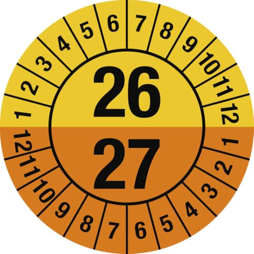 Dreifke® Prüfplakette 2026-2027 mit Monaten, Dokumentenfolie, Ø 30 mm, 10 Stück/Bogen von Dreifke