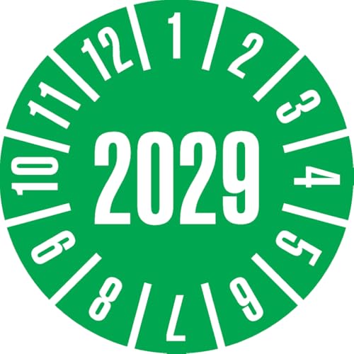 Dreifke® Prüfplakette 2029, grün, Dokumentenfolie, selbstklebend, Ø 25mm, 500/Rolle von Dreifke