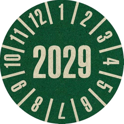 Dreifke® Prüfplakette 2029, grün, Graspapier, selbstklebend, Ø 30mm, 500/Rolle von Dreifke