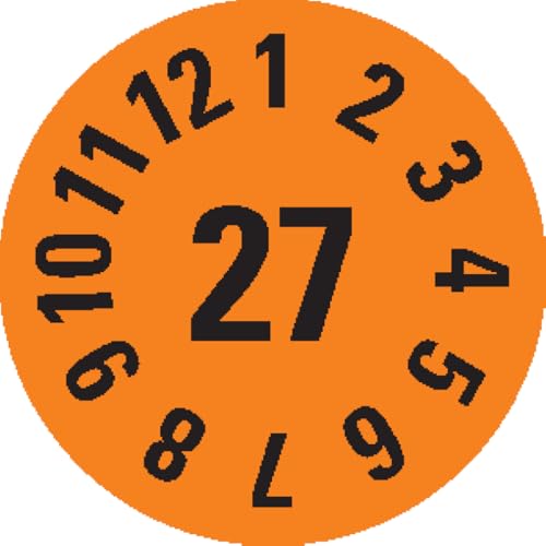 Dreifke® Prüfplakette 27, orange, Folie, ablösbar, Ø 8mm, 360/Heft von Dreifke