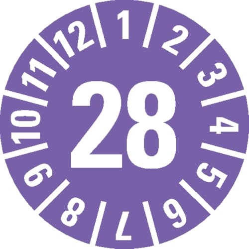 Dreifke® Prüfplakette 28, violett, Dokumentenfolie, selbstklebend, Ø 15mm, 1000 Stk. von Dreifke