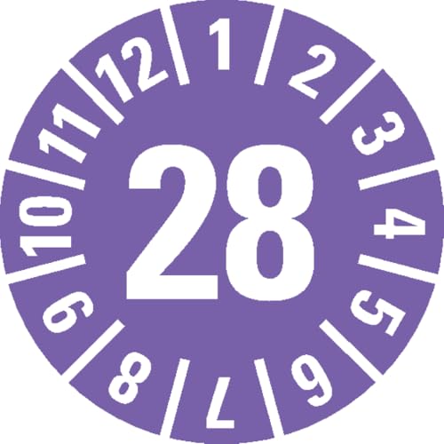 Dreifke® Prüfplakette 28, violett, Folie, ablösbar, Ø 35mm, 500/Rolle von Dreifke
