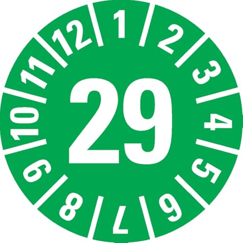 Dreifke® Prüfplakette 29, grün, Cellulose-Folie, selbstklebend, Ø 30mm, 500/Rolle von Dreifke
