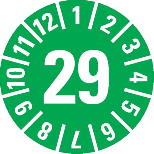 Dreifke® Prüfplakette 29, grün, Dokumentenfolie, selbstklebend, Ø 15mm, 1000/Rolle von Dreifke