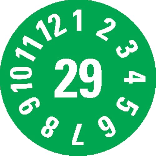 Dreifke® Prüfplakette 29, grün, Folie, ablösbar, Ø 8mm, 360/Heft von Dreifke