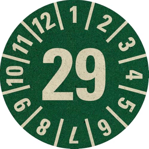 Dreifke® Prüfplakette 29, grün, Graspapier, selbstklebend, Ø 30mm, 500/Rolle von Dreifke