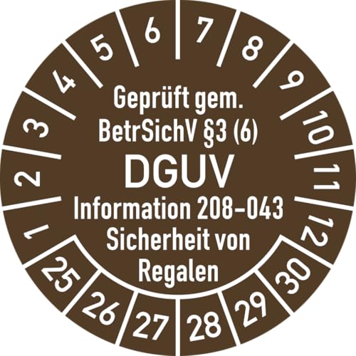 Dreifke® Prüfplakette BetrSichV §3 (6) DGUV 208-043, 2025-2030, Folie, Ø 30mm, 10 Stück/Bogen von Dreifke