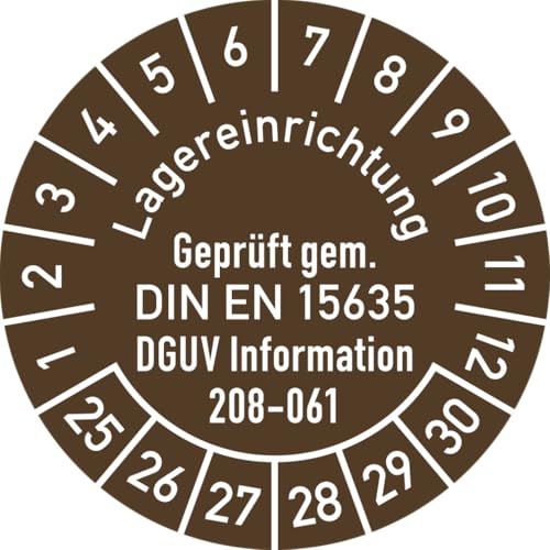 Dreifke® Prüfplakette DIN EN 15635 DGUV 208-061, 2025-2030, Folie, Ø 30mm, 10 Stück/Bogen von Dreifke