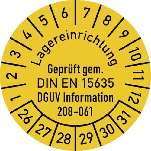 Dreifke® Prüfplakette DIN EN 15635 DGUV 208-061, 2026-2031, Folie, Ø 30mm, 10 Stück/Bogen von Dreifke