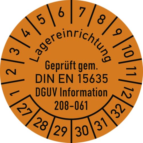 Dreifke® Prüfplakette DIN EN 15635 DGUV 208-061, 2027-2032, Folie, Ø 30mm, 10 Stück/Bogen von Dreifke