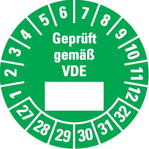 Dreifke® Prüfplakette Geprüft gemäß VDE 27-32, grün, Dokumentenfolie, Ø 25mm, 500/Rolle von Dreifke