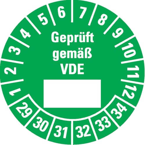 Dreifke® Prüfplakette Geprüft gemäß VDE 29-34, grün, Dokumentenfolie, Ø 25mm, 500/Rolle von Dreifke