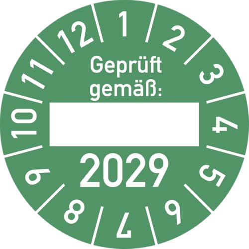 Dreifke® Prüfplakette Geprüft gemäß: 2029, Folie, Ø 30 mm, 10 Stück/Bogen von Dreifke
