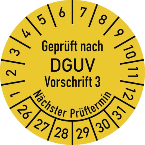 Dreifke® Prüfplakette Geprüft nach DGUV V3 ..., 2026-2031, Folie, Ø 25 mm, 10 Stk./Bog. von Dreifke