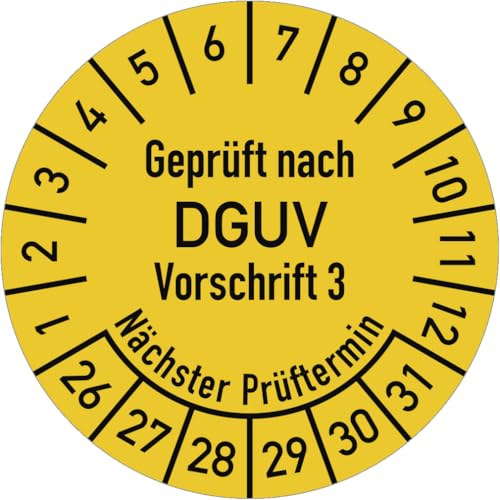 Dreifke® Prüfplakette Geprüft nach DGUV V3..., 2026-2031, Folie, Ø 25 mm, 500 Stück/Rolle von Dreifke