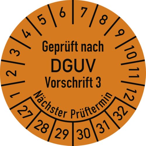 Dreifke® Prüfplakette Geprüft nach DGUV V3..., 2027-2032, Folie, Ø 20 mm, 500 Stück/Rolle von Dreifke