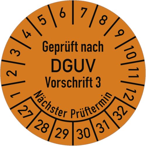 Dreifke® Prüfplakette Geprüft nach DGUV V3..., 2027-2032, Folie, Ø 25 mm, 500 Stück/Rolle von Dreifke