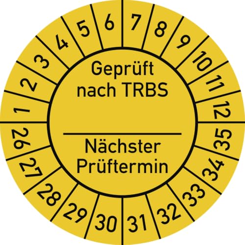 Dreifke® Prüfplakette Geprüft nach TRBS...2026-2035,Dokumentenfolie, Ø 30 mm,10 Stk./Bog. von Dreifke