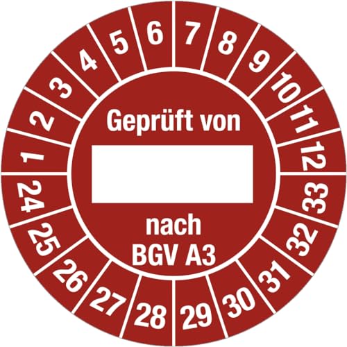Dreifke® Prüfplakette Geprüft von nach BGV A3 2024-2033,Dokumentenfolie,Ø30 mm,10 Stück von Dreifke