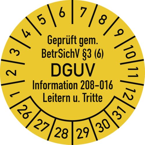 Dreifke® Prüfplakette Geprüft...BetrSichV...DGUV, 2026-2031, Folie, Ø 20 mm, 10 Stk./Bog. von Dreifke