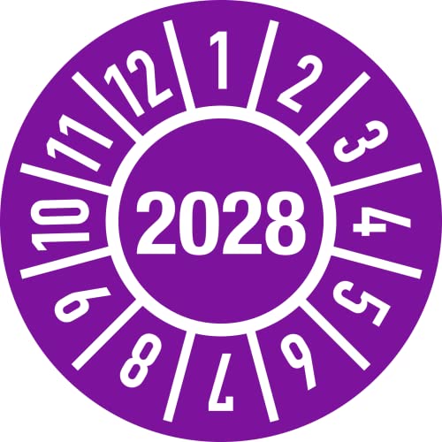 Dreifke® Prüfplakette Jahr 2028 mit Monaten, Folie, Ø 15 mm, 10 Stück/Bogen von Dreifke
