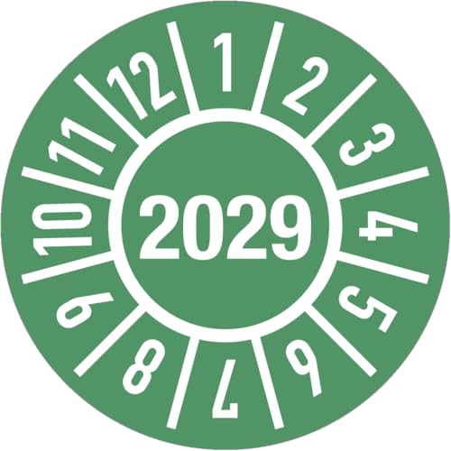 Dreifke® Prüfplakette Jahr 2029 mit Monaten, Folie, Ø 20 mm, 500 Stück/Rolle von Dreifke