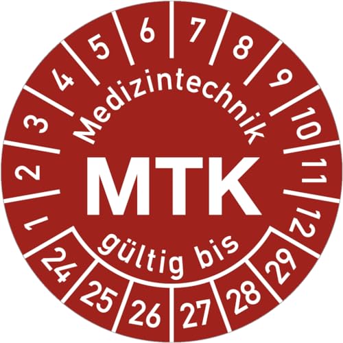 Dreifke® Prüfplakette Medizintechnik MTK 2024-2029, Polyesterfolie, Ø 15 mm, 10 Stk./Bog. von Dreifke