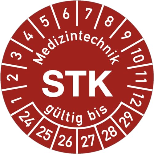 Dreifke® Prüfplakette Medizintechnik STK 2024-2029, Polyesterfolie, Ø 15 mm, 10 Stk./Bog. von Dreifke