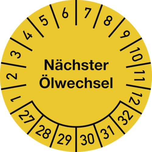 Dreifke® Prüfplakette Nächster Ölwechsel 2027-2032, Dokumentenfolie, Ø 25 mm, 10 Stk./Bo. von Dreifke