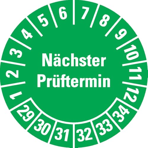 Dreifke® Prüfplakette Nächster Prüftermin, 29-34, grün, Dokumentenfolie, Ø 30mm, 500/Rolle von Dreifke